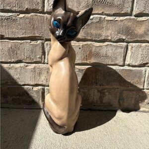 Retro Eclectic Handmade Siamese Cat Figurine w/ Mesmerizing Blue Eyes